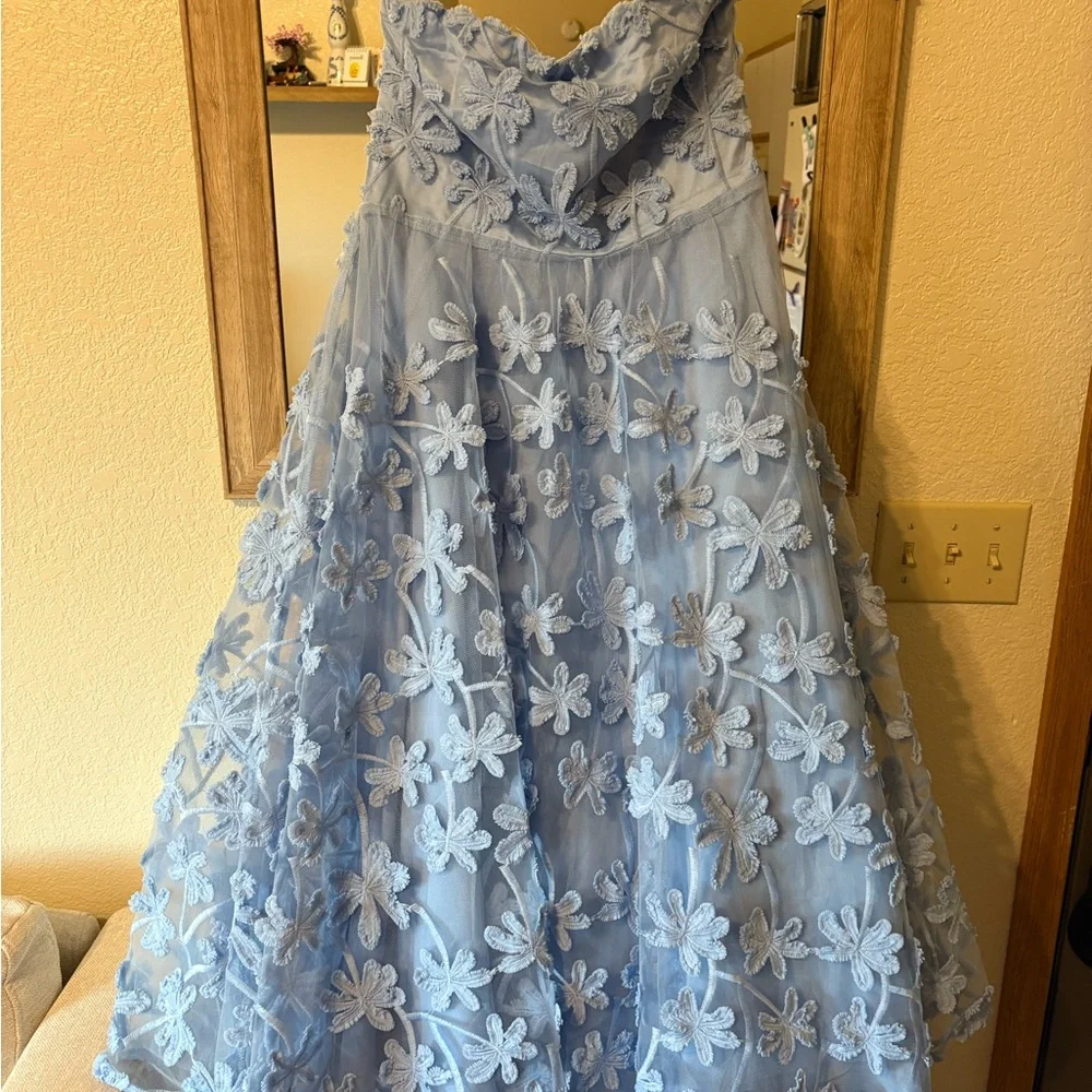 Angel Biba Blue Strapless A-line Dress - Picture 5 of 6